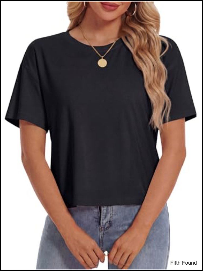 Women's Crop Tops Summer Cotton Loose Basic T-Shirts Upf50+